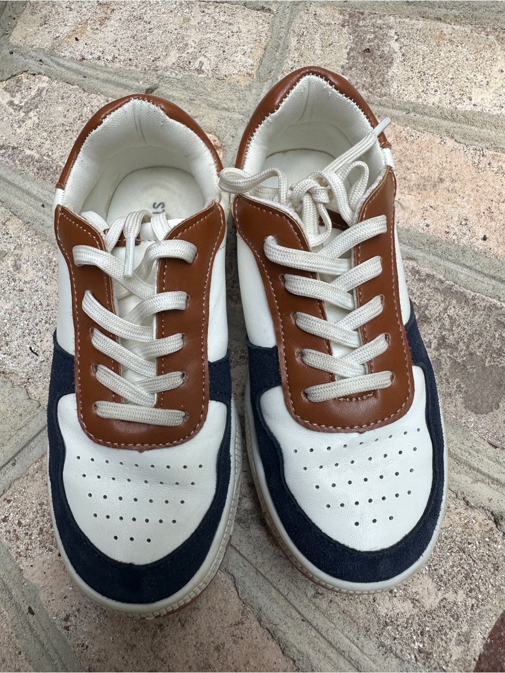 Steve Madden Tricolor Retro Sneakers Brown Navy Cream Size 12